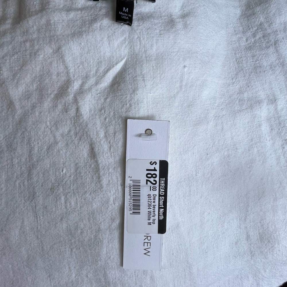 Drew Beverly White Linen Short Sleeve Top, Size Medium, NWT - Picture 10 of 12
